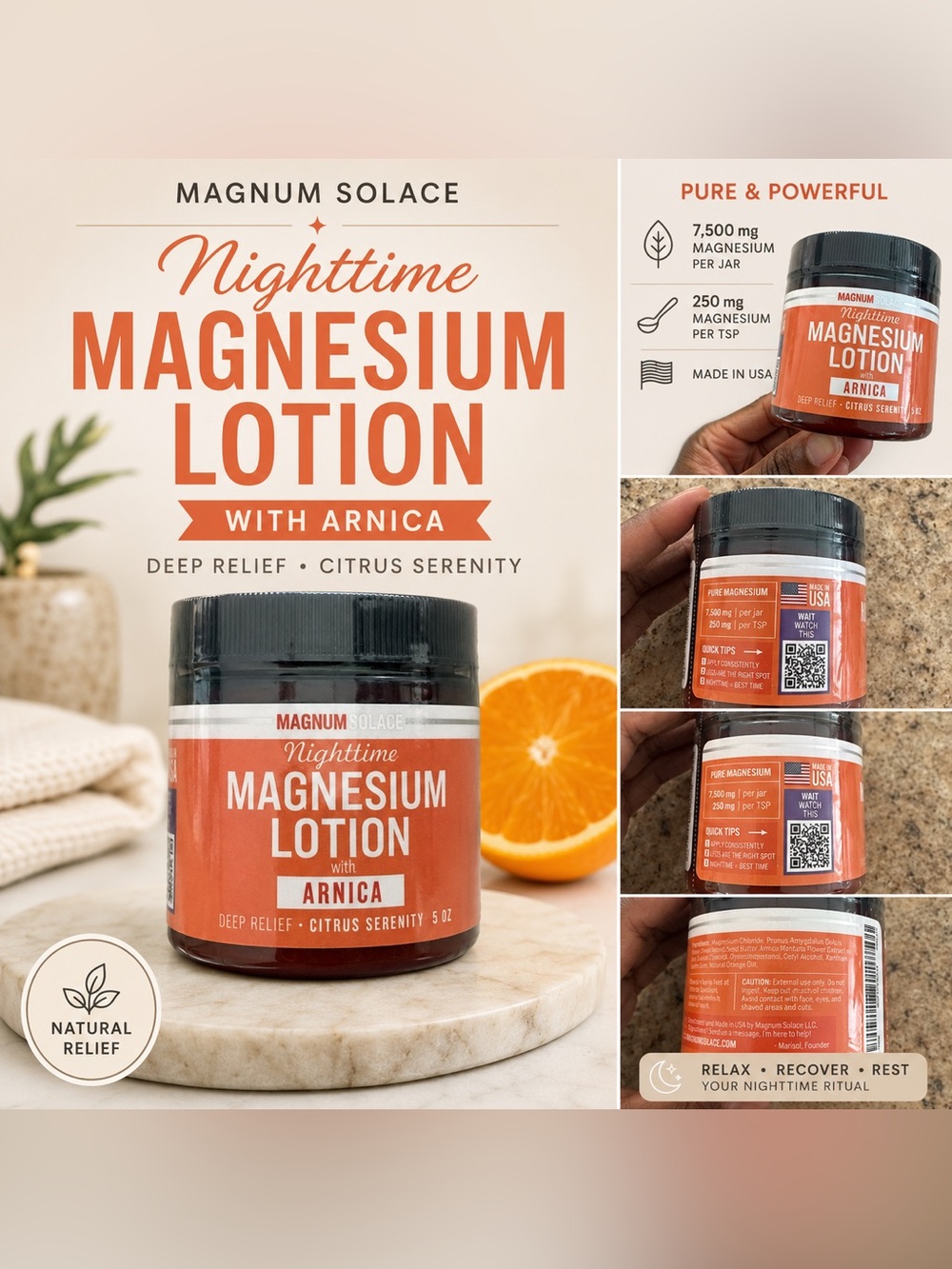Magnesium Lotion with Arnica – Nighttime Deep Relief 🌙